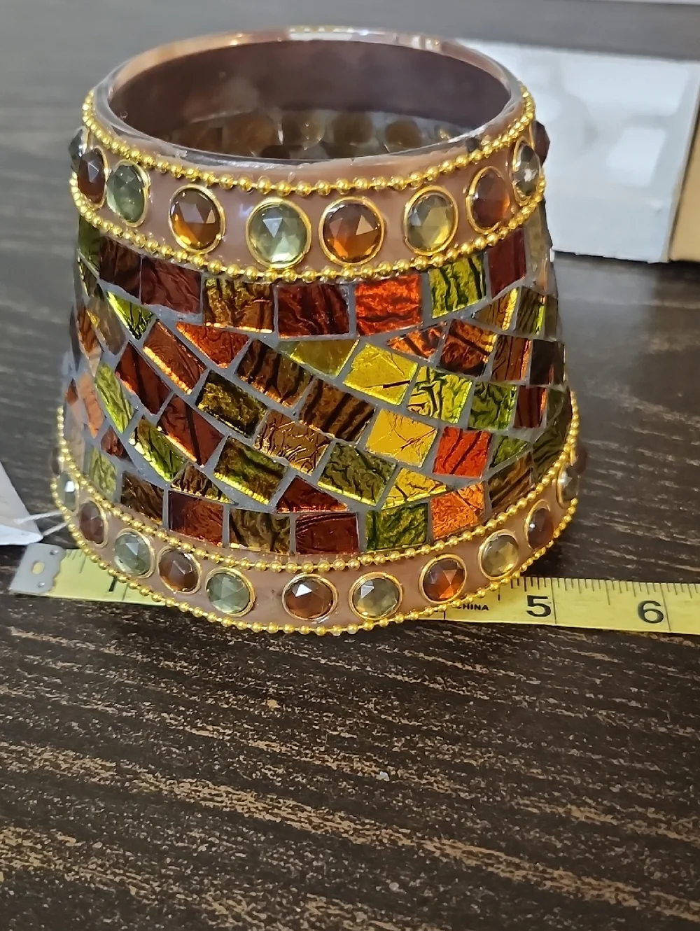 Home Interiors mosaic glass candle shade topper NIB NEW NWT